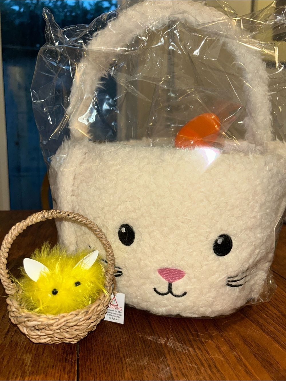 🆕 Kids Plush Bunny 🐰 Handbag 🐥 in basket 🧺 Shaggy Cute 🥰 Bonus Eggs 🥚🥚